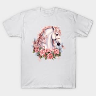 Pink Floral Christmas Horse T-Shirt